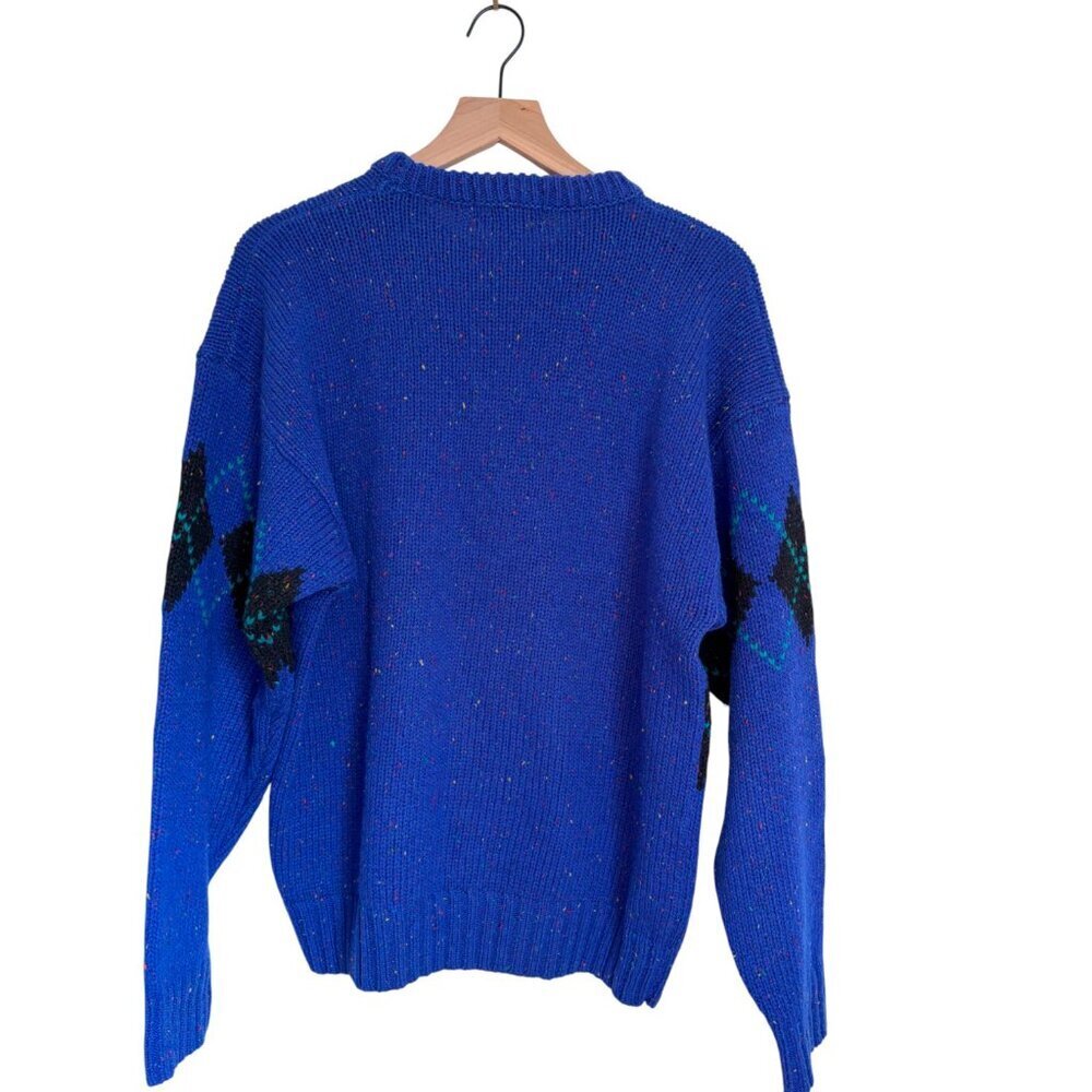 Vintage Agenda 100% Shetland Wool Argyle Speckled Grandpa Sweater - Picture 4 of 4